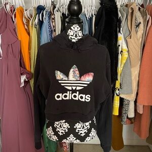 Adidas Black and White Logo Hoodie